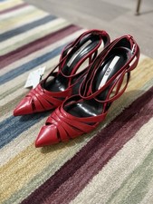 Zara Women's Red Strappy Pointed Toe High Heeled Shoes Size 4