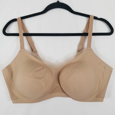 Honey Love Crossover Bra Womens X-Large Wireless Seamless Beige Insert Pads