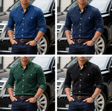 Men Long Sleeve Button Down Shirts Corduroy Soft Casual Work Comfortable Shirts