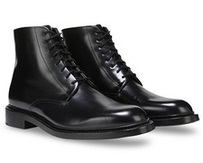 Vince Men's Damian Lace Up Ankle Boot Black Polished Leather 8.5M