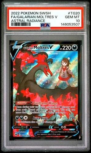 POKEMON GALARIAN MOLTRES V TRAINER GALLERY TG20/TG30 SWSH ASTRAL RADIANCE PSA 10
