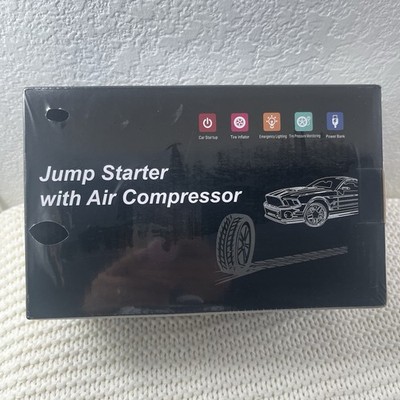 NEW Portable Car Jump Starter 12V Model W100 W/ Air Compressor - Black And Blue
