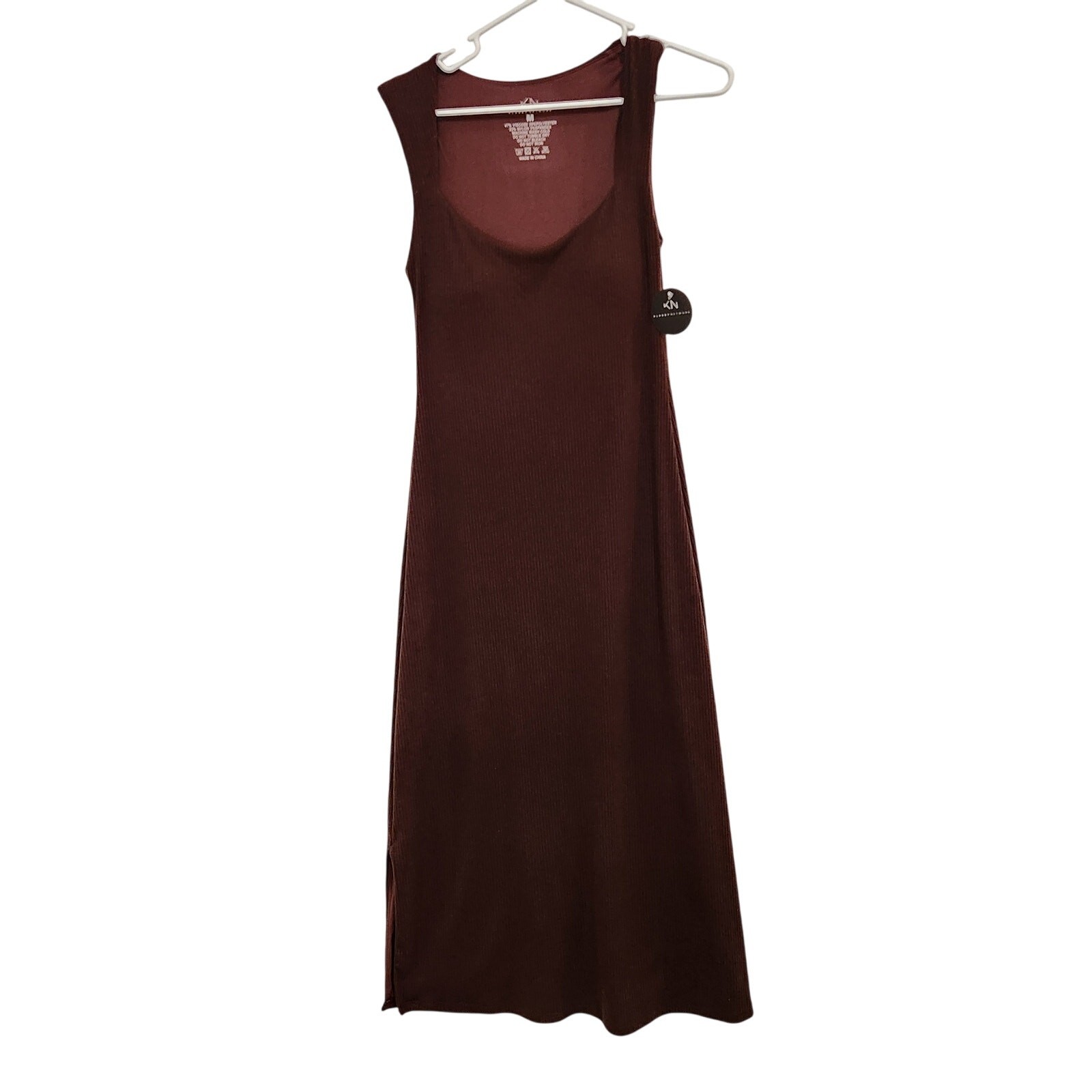 Klassy Network Brown Knit Ribbed Sleeveless Sweetheart Maxi Brami Dress Medium