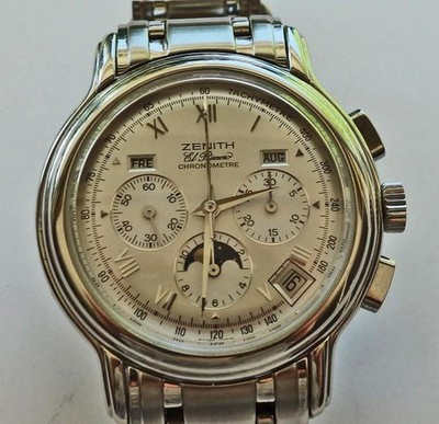 *Zenith El Primero Chronomaster Triple Date mit Mondphase-Edelstahl Luxusuhr