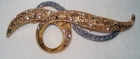 Vntg Avon Gold Silver Tone Intricate Swirl Rhinestone Costume Jewelry Brooch Pin