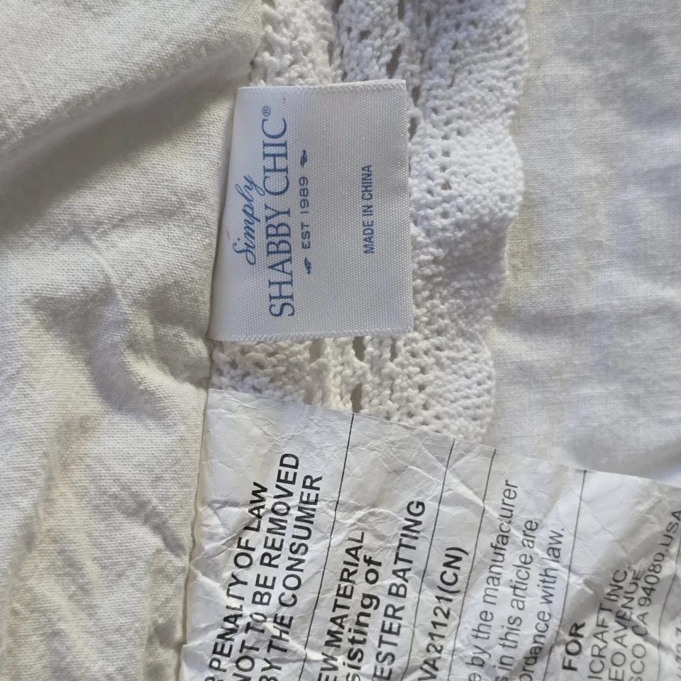 Simply Shabby Chic White Linen Cotton Blend Crochet Trim Comforter Set - Twin - Image 2 of 4