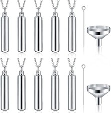 10 Urn Necklaces for Ashes   Stainless Steel Memorial Pendants Silver 