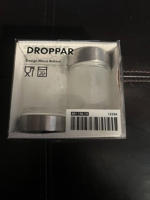 IKEA Droppar Frosted Glass Spice Jars by Maya Robert 401.136.13 Open Box
