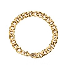 *UK* Gold 316L Stainless Steel Cuban Bracelet 18-25cm Mens Curb Link Chain