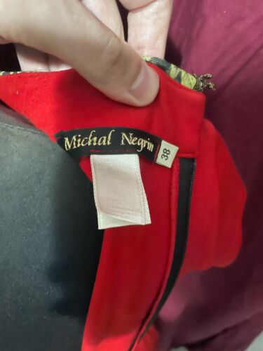 Kleid Michal Negrin roter Kragen mit Blumen sehr selten Sammlerstück 38 Israel - Bild 9 von 9