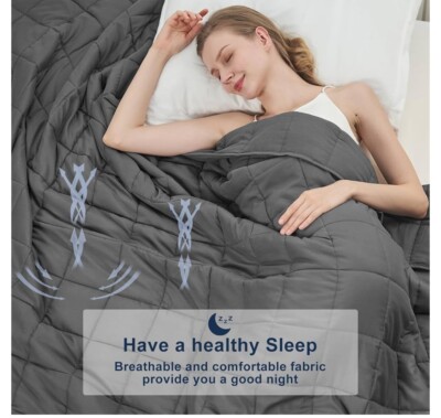  Weighted Blanket for Adults (12lbs, 48''x72'' Twin Size) - 48''x72''-12lbs Grey