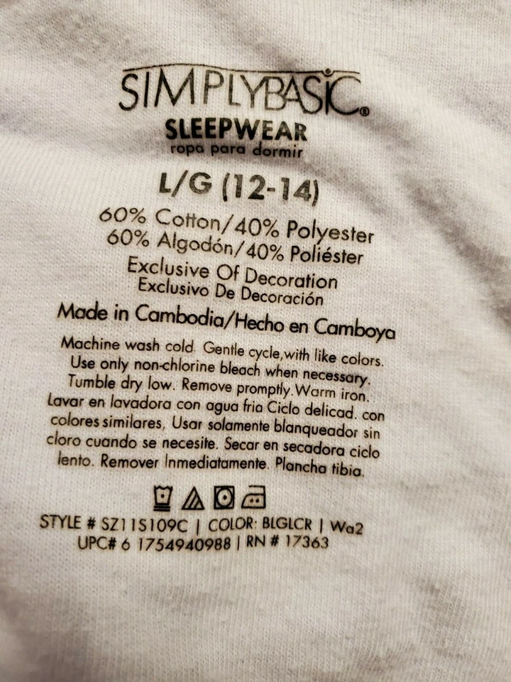 Juego de salón para dormir Simply Basic para mujer talla L grande 12/14 azul verde Foto 3 de 4