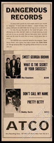 1957 The Coasters photo & Bobby Darin Atco Records vintage trade print ad