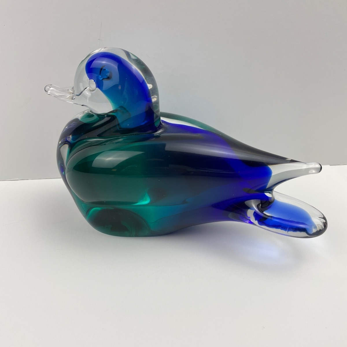V Nason & C Murano Italy Art Glass Blue Green Ocean Cobalt Bird