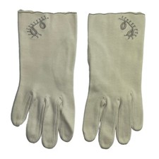 Vintage 50s 7.25  Eyelet Detail COTTON Gloves Womens EXTRA SMALL IVORY NOS
