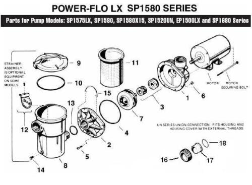Genuine Hayward Spx1580CH 1 1/2 HP Power Flo LX High Performance Impeller Spa - Picture 2 of 2