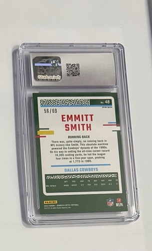 2023 Donruss Optic Emmitt Smith Electricity Prizm /69 CGC Gem Mint 10 - Picture 2 of 2