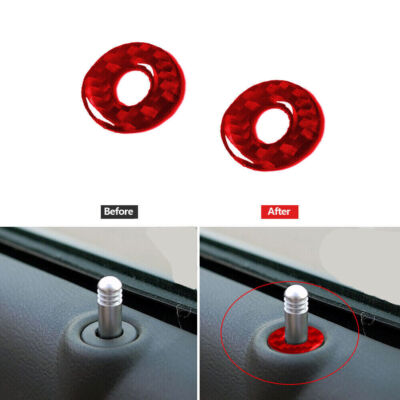 For Chrysler 300 2005-2007 Red Carbon Fiber Front Door Locker Accent Cover Trim