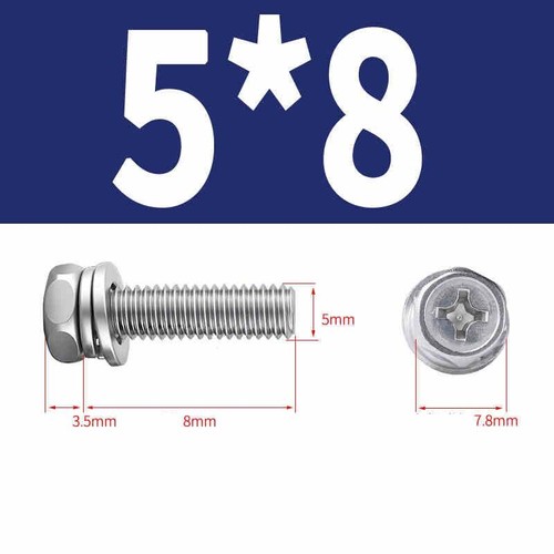 Phillips Hex Head with Washer Screws Hexagon Combination Stainless Steel M3-M10 - Picture 28 of 71