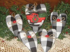 Farmhouse Decor Red Truck Buffalo Check Hearts Bowl Fillers Christmas Handmade