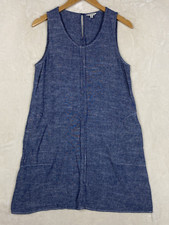 Max Studio Dress Womens Medium Shift Linen Blend Blue Office Work Beach Summer