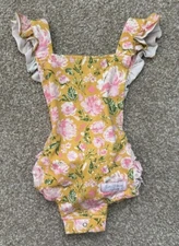 SweetHoney Clothing Infant Baby Girl Ruffled Floral Sunsuit Romper EUC sz 18m