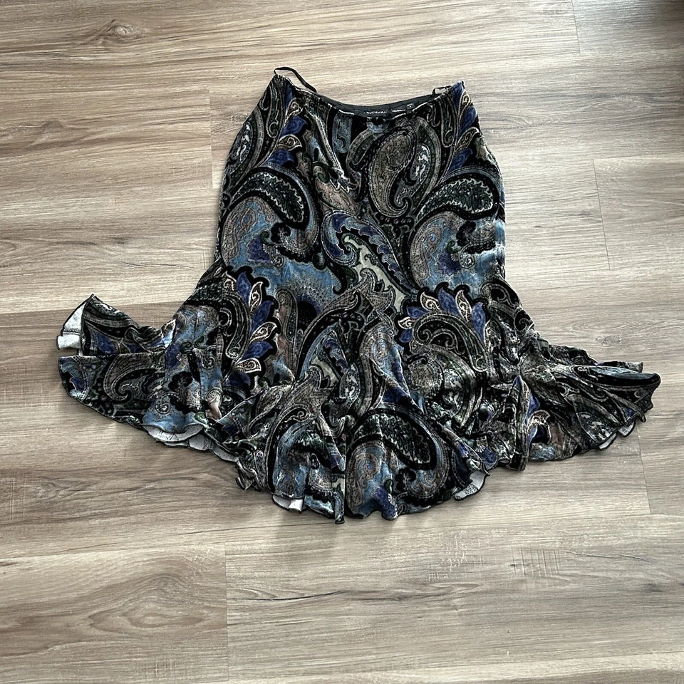 Falda para mujer DANA BUCHMAN Petite 4 estampado cachemir mezcla de seda Valor multicolor Foto 2 de 4