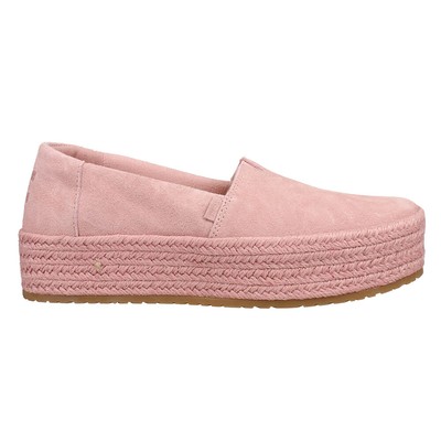 TOMS Suede Valencia Platform Espadrille Slip On  Womens Pink Flats Casual 100202