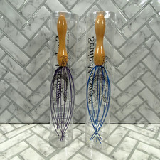 2 Pack Of Wooden Scalp Massagers With Stainless Legs Purple  Blue 