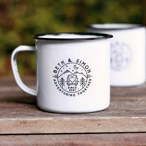 Taza de café personalizada Adventuring Together 380 ml esmalte de metal lata exterior - Imagen 5 de 18