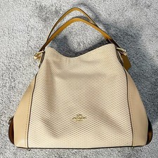 Coach Legacy Jacquard Edie 31 Shoulder Bag Leather BEECHWOOD Tan 28895 New 325