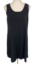 Cut Loose womens size L Black Knit Lagenlook Sleeveless Cotton Linen Blend dress