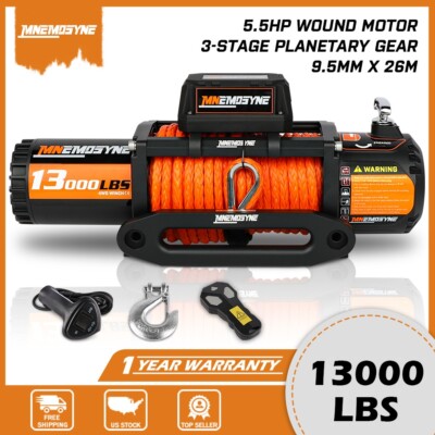 Electric Winch 13000LB Synthetic Rope 12V Towing Truck Winch Trailer 4WD Offroad