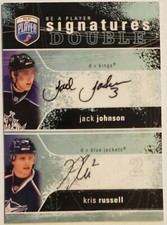 2007-08 Be A Player Signatures Duals #2SJR Jack Johnson/Kris Russell (LA KINGS)