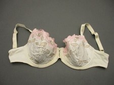 36D Secret Treasures Ivory Underwire Padded Back Closure Embroidered Demi Bra