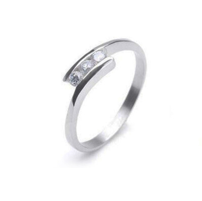 3 Triple Stone Ring - Commitment Purity Love Ring Promise Ring inset - Womens