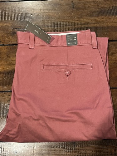 NWT J Crew Mens Essential Chino Pants 770 Straight Fit Smoke Red 34x34