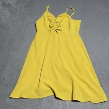 Etiquette Dress Womens Medium Yellow Gold Mini Sundress Twist Front