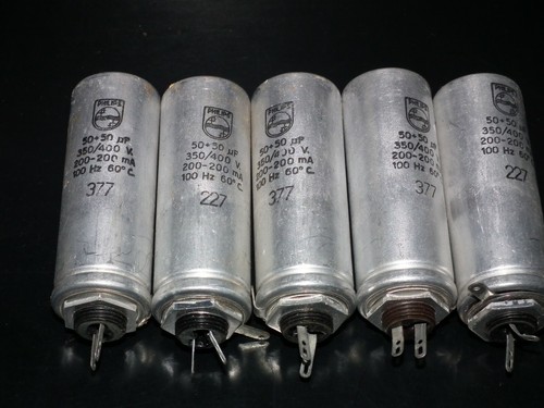 NOS vintage Philips electrolytic can capacitor 50 + 50 mfd 400V made back in 60s - Picture 3 of 10