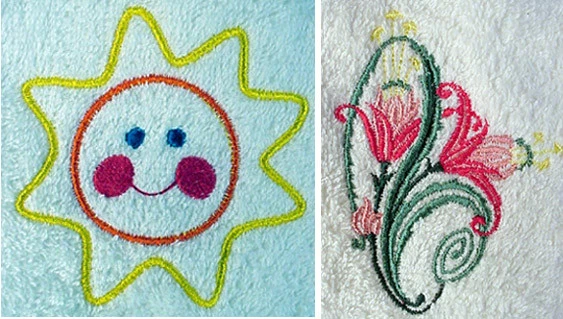 DAISY BASKET w/2 - EMBROIDERED COTTON TERRY HAND TOWELS - Image 2 of 2