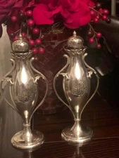 Vintage Howard & Co.  Sterling Silver Art Nouveau Salt And Pepper Shaker Set