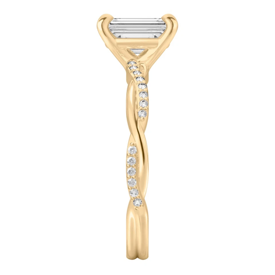 Diamond Wedding Ring IGI 1.10 Ct Emerald Lab Created 14K Yellow Gold E F VS - Image 3 of 4