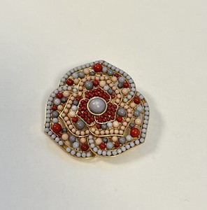 Authentic PREMIER DESIGNS "TERRA COTTA" BEAD GOLD PLATED BROOCH/PENDANT