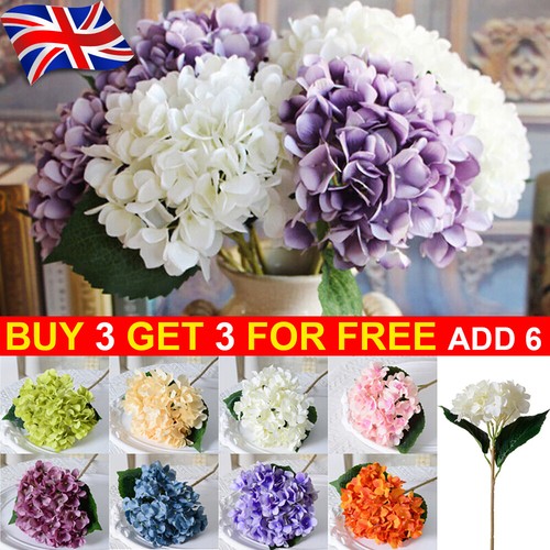 Artificial Hydrangea Flowers Fake Silk Bride Bouquet Home Wedding Garden Decor - Picture 3 of 32
