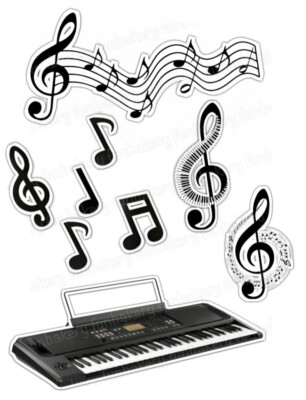 Musik Noten Keyboard Tortenaufleger Party Deko essbar Geburtstag Feier Aufsteller