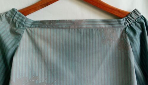 Cottage Core Tie Cuff Blouse Boat Neck Stripe Tie-Dye Cotton Blend Blue/Gray M - Picture 3 of 8