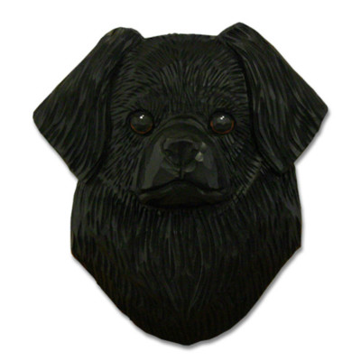 Tibetan Spaniel Head Plaque Figurine Black