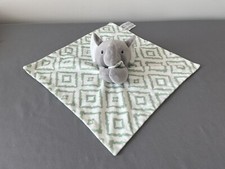 Baby Essentials Gray Elephant Green Diamond Lovey Security Blanket Geometric EUC