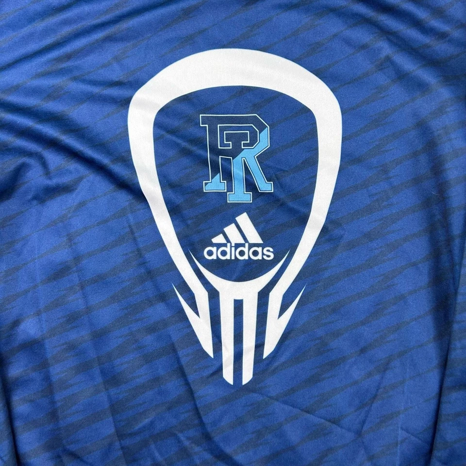 Camiseta Adidas Rhode Island Rams Para Hombre Mediana Azul Cuello en V #17 Camiseta Castle Lacrosse Foto 3 de 4