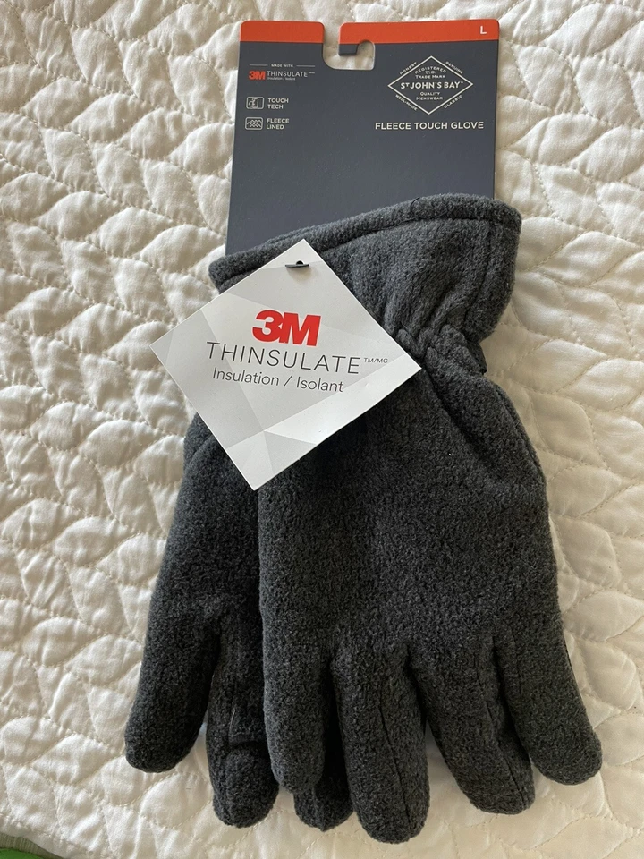 Мужская L сенсорный экран флисовые перчатки серый тепловой теплый 3M Thinsulate новый с Ярлыками - Изображение 2 из 4